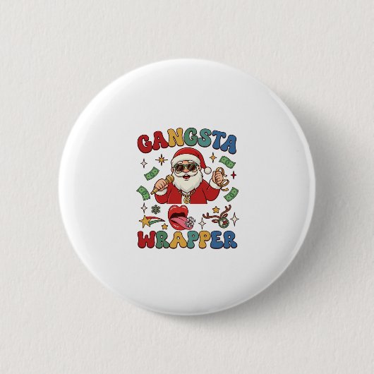 Gangsta-Wrapper Weihnachtsmann Mikrofon Geld Button (Vorderseite)