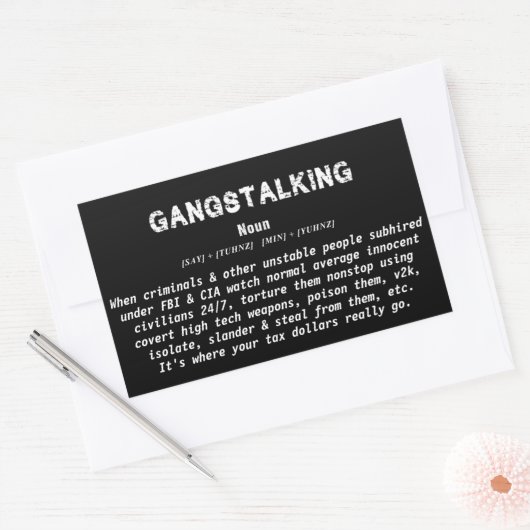 Gangstalking Definition Awareness Custom Sarcasing Rechteckiger Aufkleber (Umschlag)