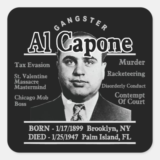 Gangster Al Capone Quadratischer Aufkleber (Vorderseite)