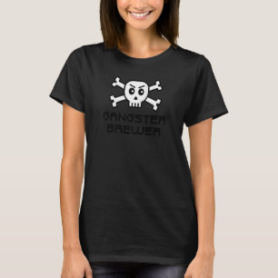 Gangster-Brauer-Schädel und Kreuzknochendesign T-Shirt