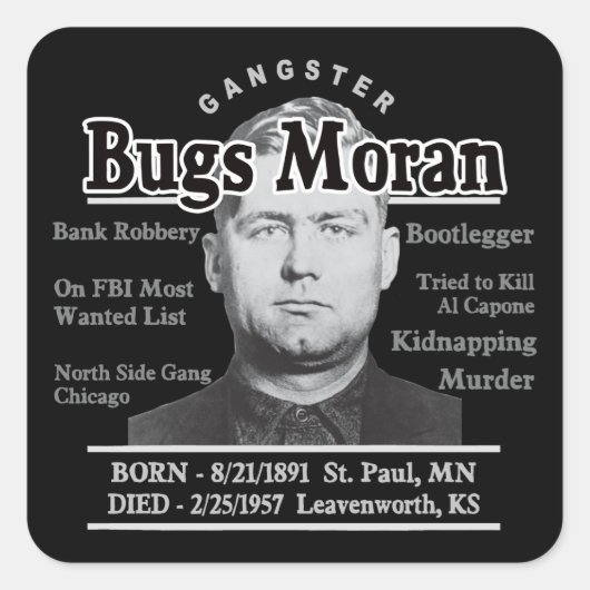 Gangster Bugs Moran Quadratischer Aufkleber (Vorderseite)