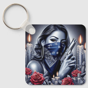 Gangster Girl Hip Hop chicano Art Design Schlüsselanhänger