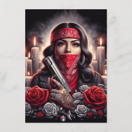 Gangster Girl Hip Hop chicano Art Grafik Hinweiskarte (Rückseite)