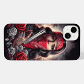 Gangster Girl Hip Hop chicano Art Grafik iPhone Hülle (Rückseite (Horizontal))