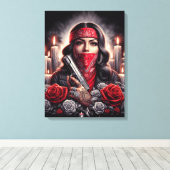 Gangster Girl Hip Hop chicano Art Grafik Leinwanddruck (Insitu (Holzboden))