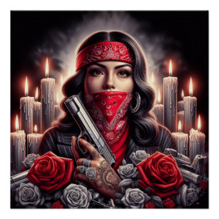 Gangster Girl Hip Hop chicano Art Grafik Poster