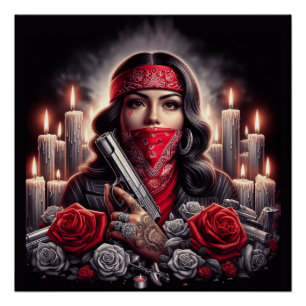Gangster Girl Hip Hop chicano Art Grafik Poster