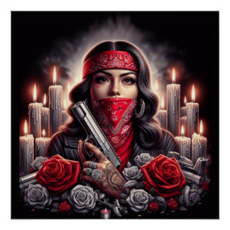 Gangster Girl Hip Hop chicano Art Grafik Poster