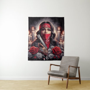 Gangster Girl Hip Hop chicano Art Grafik Wandteppich