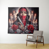 Gangster Girl Hip Hop chicano Art Grafik Wandteppich (Beispiel (Horizontal))