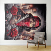 Gangster Girl Hip Hop chicano Art Grafik Wandteppich (Beispiel (Horizontal))