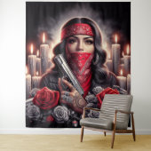 Gangster Girl Hip Hop chicano Art Grafik Wandteppich (Beispiel)