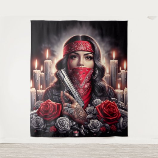Gangster Girl Hip Hop chicano Art Grafik Wandteppich (Vorderseite)