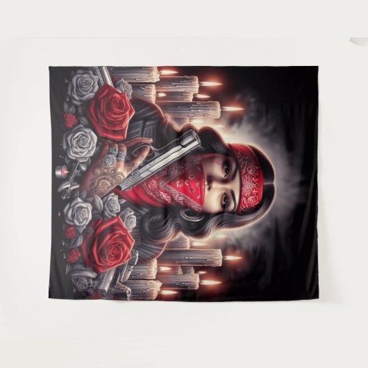 Gangster Girl Hip Hop chicano Art Grafik Wandteppich (Vorderseite (Horizontal))