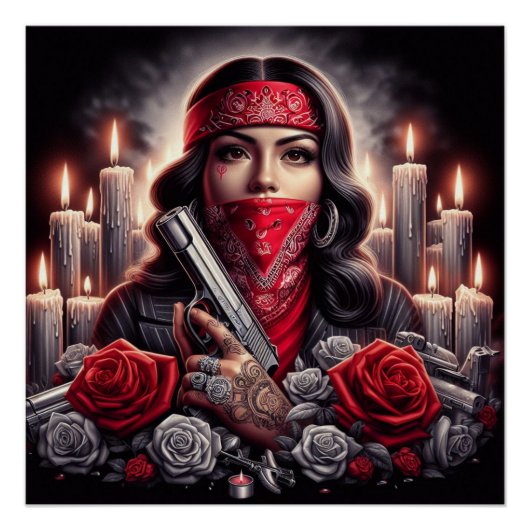 Gangster Girl Hip Hop Chicano Art Poster (Vorderseite)