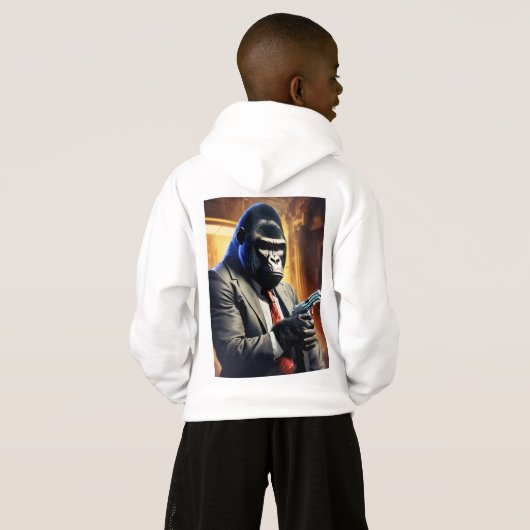 Gangster Gorilla Cocking the Pistole Hoodie (Schwarz voll)