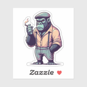 Gangster Gorilla, verrückte Tiere Aufkleber