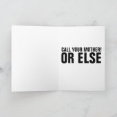 GANGSTER GREETING CARDS, RUFEN SIE IHRE MUTTER! KARTE (Innenseite)