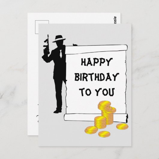 Gangster - Happy Birthday lustig, anpassbar Postkarte (Vorne/Hinten)