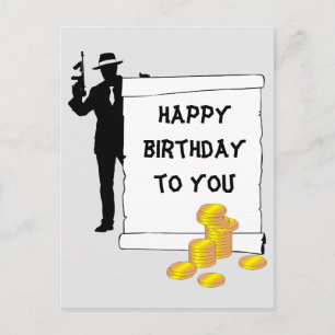 Gangster - Happy Birthday lustig, anpassbar Postkarte