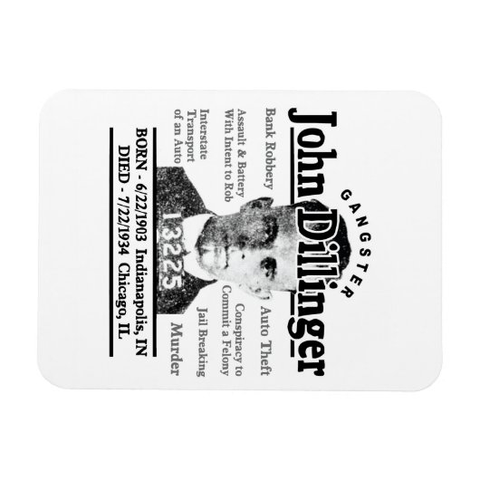 Gangster John Dillinger Magnet (Horizontal)