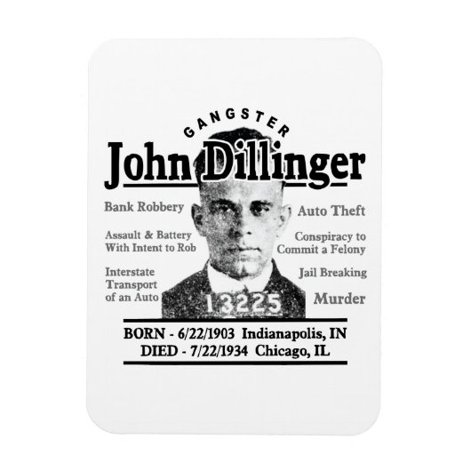 Gangster John Dillinger Magnet (Vertikal)