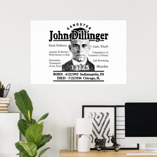 Gangster John Dillinger Poster (Heimbüro)