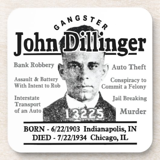 Gangster John Dillinger Untersetzer (Vorderseite)