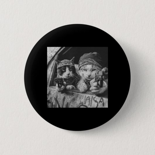 Gangster-Katzen-Straßenwitz Button (Vorderseite)