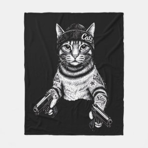 Gangster-Katzen-Tattoo-Kunst Coole Streetwear-Ki Fleecedecke