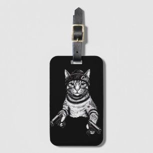 Gangster-Katzen-Tattoo-Kunst   Coole Streetwear-Ki Gepäckanhänger
