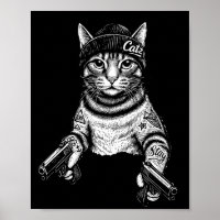Gangster-Katzen-Tattoo-Kunst | Coole Streetwear-Ki