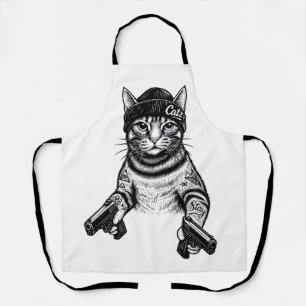 Gangster-Katzen-Tattoo-Kunst   Coole Streetwear-Ki Schürze