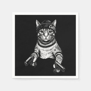 Gangster-Katzen-Tattoo-Kunst Coole Streetwear-Ki Serviette