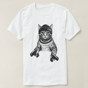 Gangster-Katzen-Tattoo-Kunst   Coole Streetwear-Ki T-Shirt