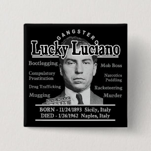 Gangster Lucky Luciano Button