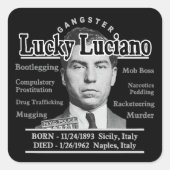 Gangster Lucky Luciano Quadratischer Aufkleber (Vorderseite)
