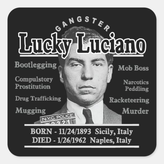 Gangster Lucky Luciano Quadratischer Aufkleber (Vorderseite)