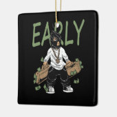 Gangster-Mann, der mit Geld prahlt und Gold verbre Keramikornament (Links)