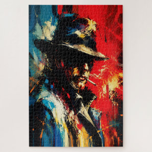 Gangster-Porträt abstrakte Malerei im Vintage-Stil Puzzle