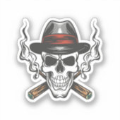 Gangster-Schädel Aufkleber (Vorderseite)