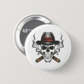 Gangster-Schädel Button (Vorne & Hinten)