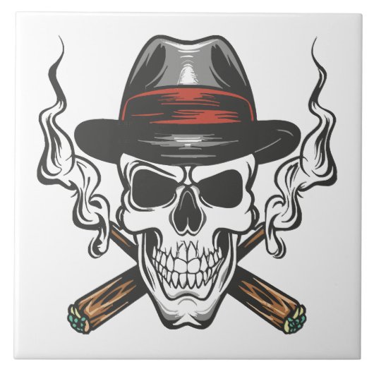 Gangster-Schädel Fliese (Vorderseite)