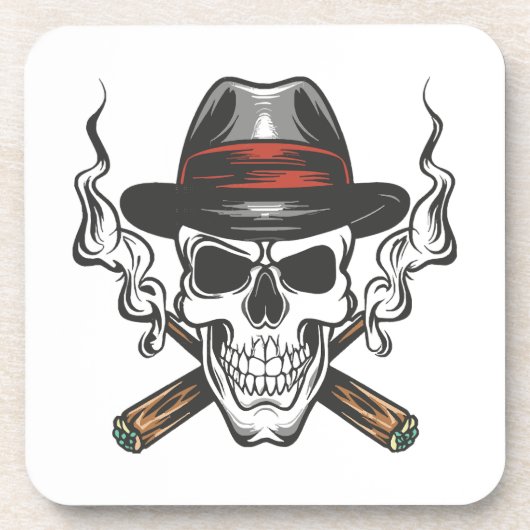 Gangster-Schädel Getränkeuntersetzer (Vorderseite)