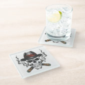 Gangster-Schädel Glasuntersetzer (Schrägansicht)