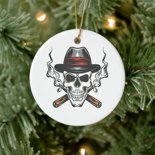 Gangster-Schädel Keramik Ornament (Baum)