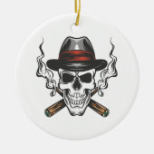 Gangster-Schädel Keramik Ornament (Vorne)
