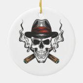 Gangster-Schädel Keramik Ornament (Hinten)