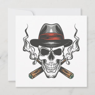 Gangster-Schädel mit Fedora-Hut