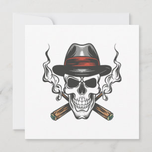Gangster-Schädel mit Fedora-Hut Einladung